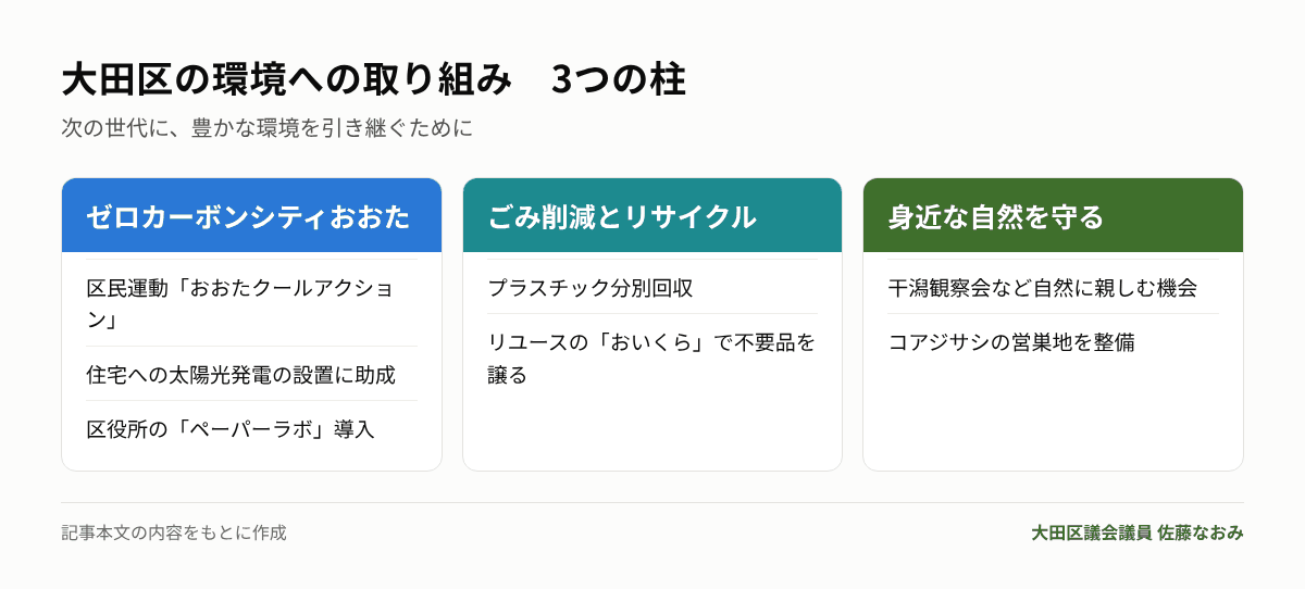大田区の環境への取り組み 3つの柱